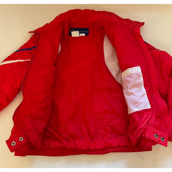 Vintage Obermeyer Ski Puffer Jacket Winter Coat Kids/JUNIOR Size 14 Red - Picture 4 of 12